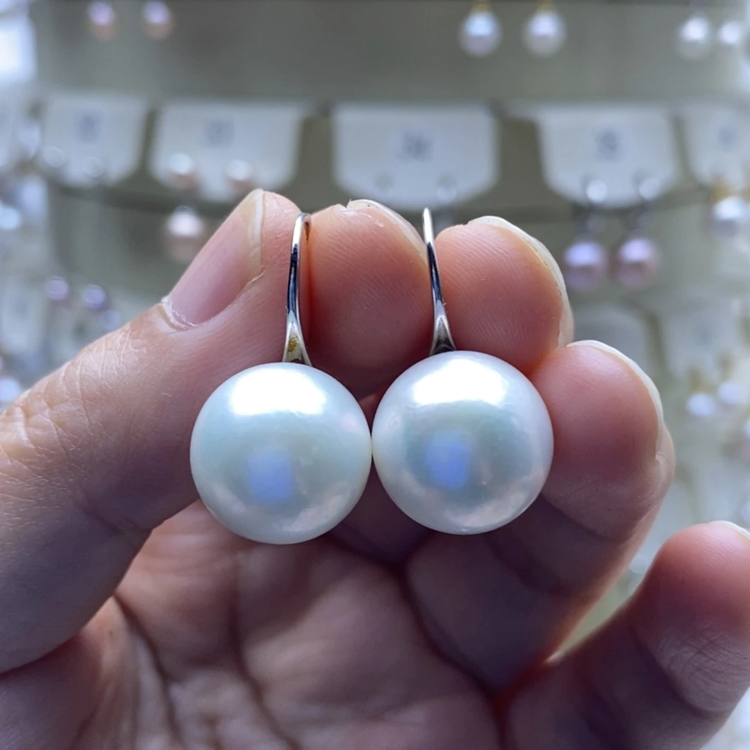 银S925镶嵌淡水珍珠耳饰