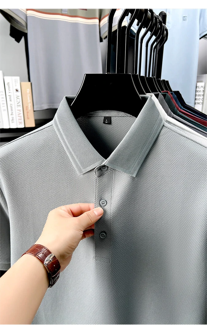 【76.1棉20.4聚酯3.5氯纶】男士短袖POLO衫纯色夏季休闲商务上衣