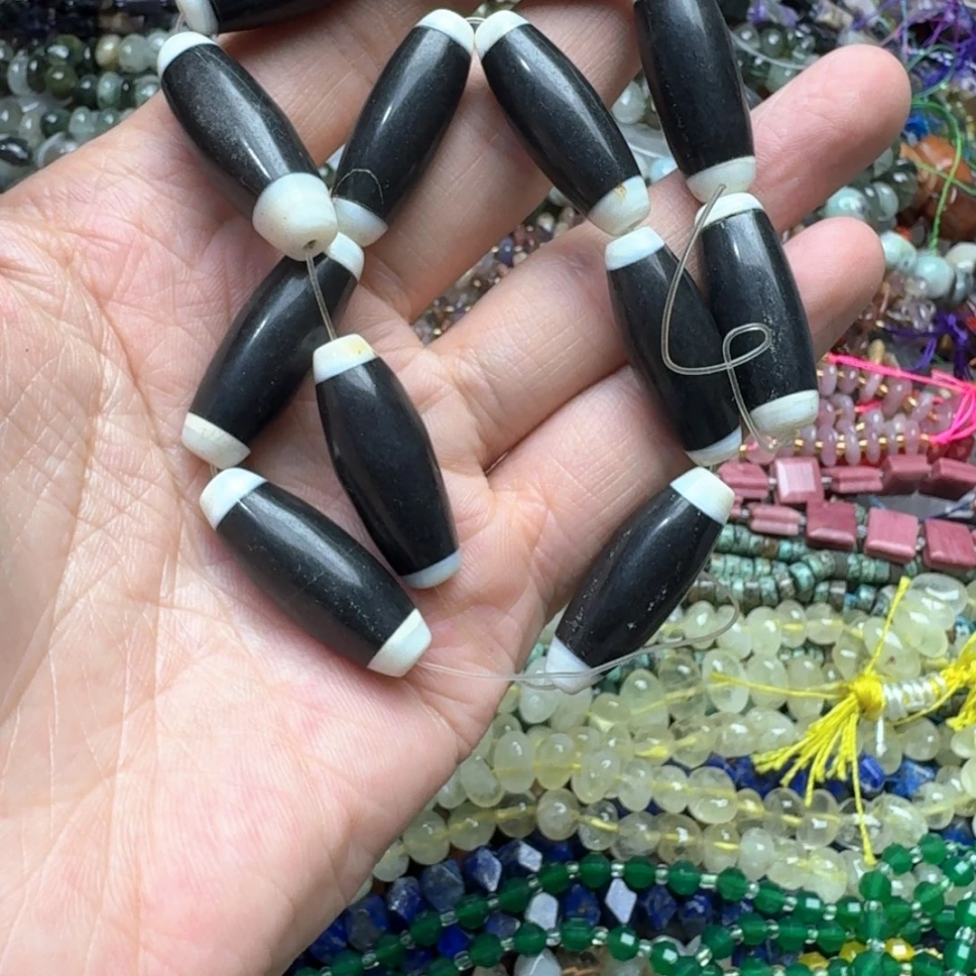 玛瑙/玉髓合金珠宝半成品一条11x30m黑曜天朱
