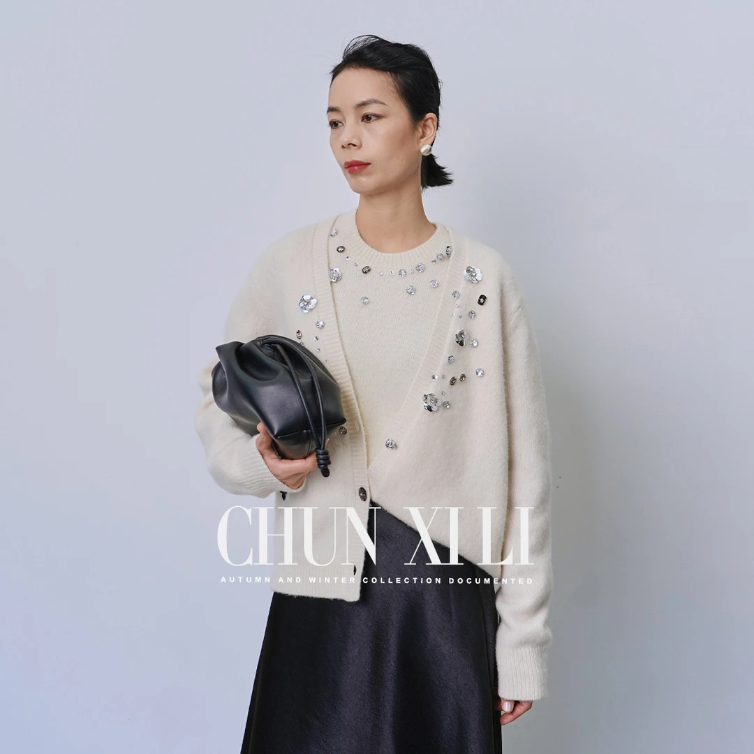 【重工毛衣】CHUNXILI/春熙里  气质钉珠针织衫D00M44139+D00M44140