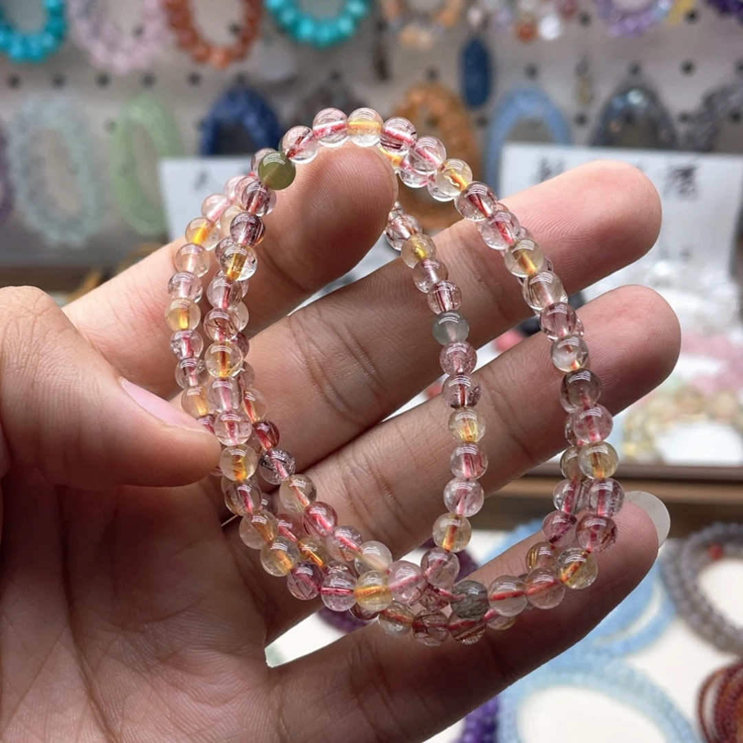 未镶嵌水晶手链彩发晶三圈