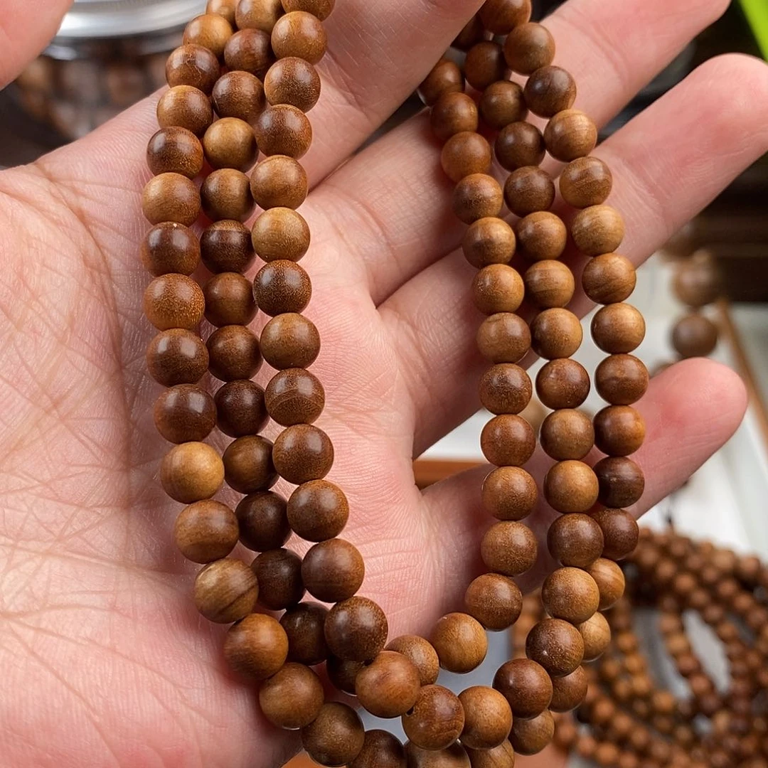 檀香木手串/手链老山檀香老料虎皮微瑕0.6*108颗