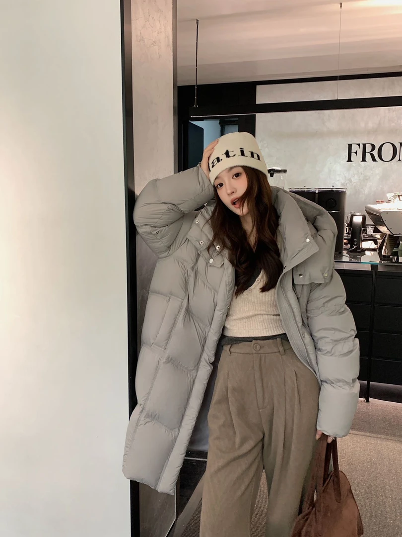 中长款过膝韩版连帽2024新国标90白鸭绒冬季时尚保暖气质款