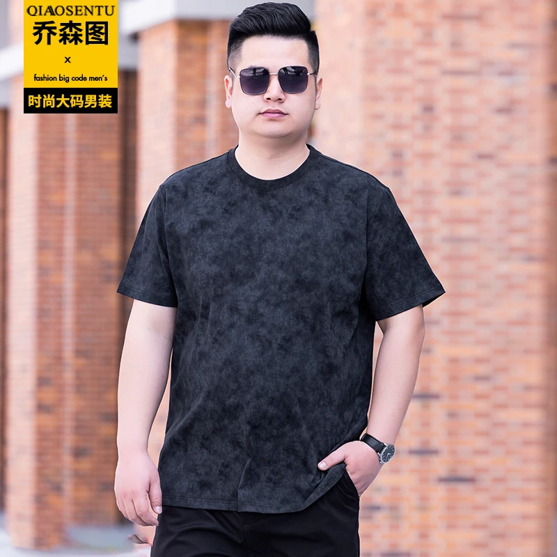 夏季新款胖子短袖T恤男士加肥加大码肥佬宽松休闲半袖体恤衫上衣
