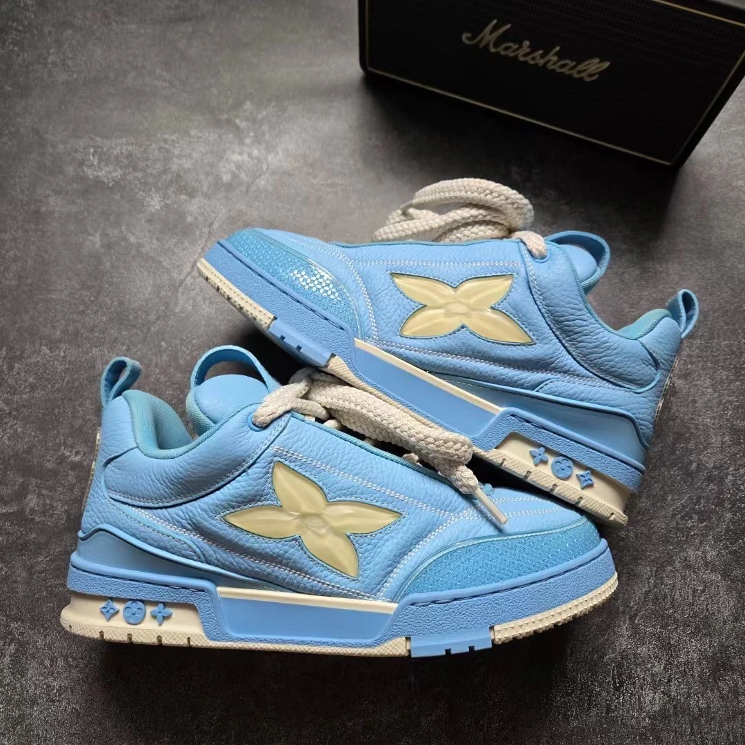 99新 LouisVuitton/路易威登 葡萄籽奢潮/LV SKATE 蓝白板鞋/41.5