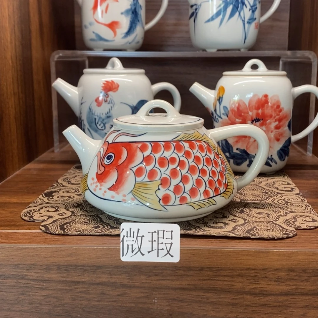 微瑕釉下彩纯手绘手工绘制