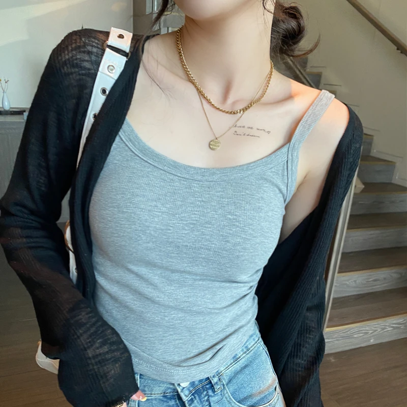 白色吊带背心女内搭2025新款春秋外穿无袖新款遮副乳无胸垫吊带女