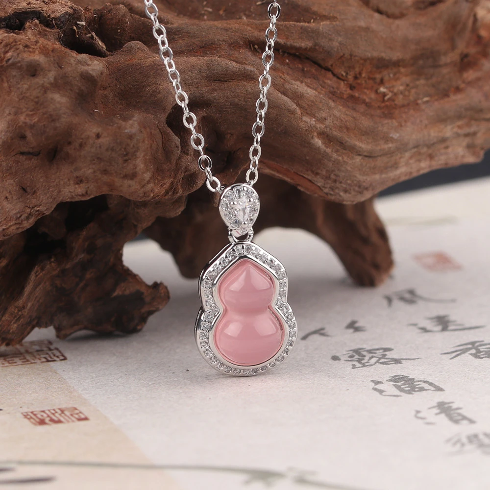 粉色葫芦项链女简约新中式锁骨链时尚高级感精致个性设计感饰品