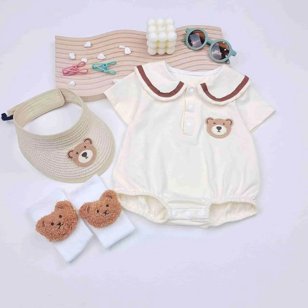 夏上新婴儿连体衣夏季薄款男女宝宝可爱翻领包屁衣哈衣C-016