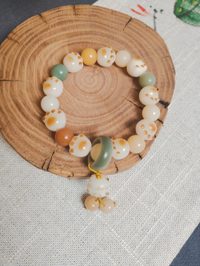 （亏米福利）保真多宝菩提炭烧猫爪菩提单圈手串男女同款--送试烧珠