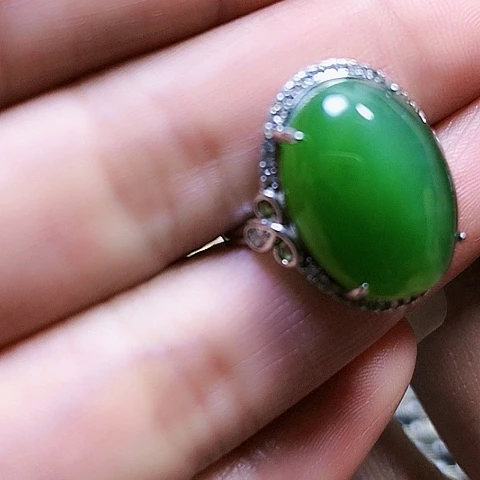 和田玉银S925镶嵌戒指