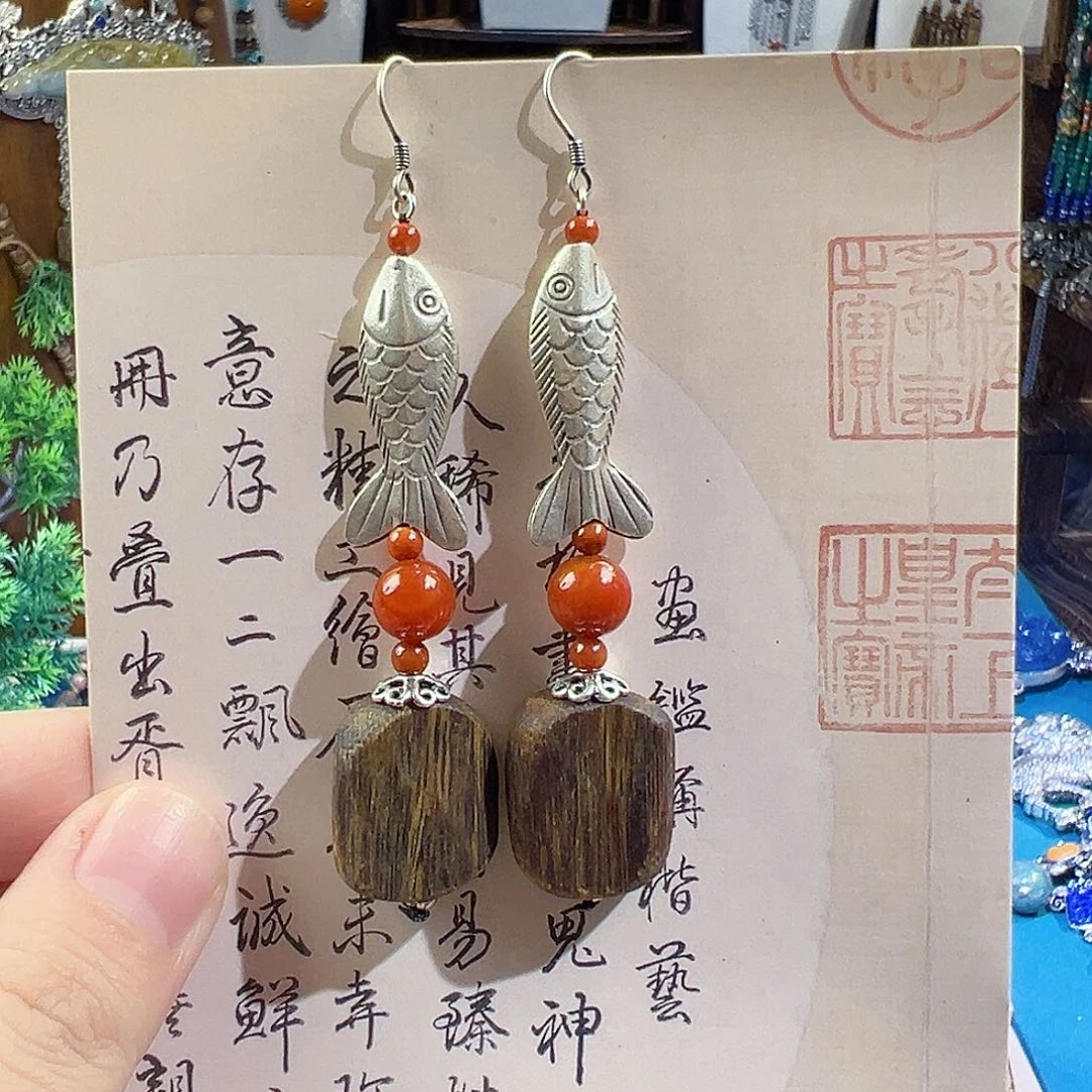玛瑙未镶嵌挂件耳环