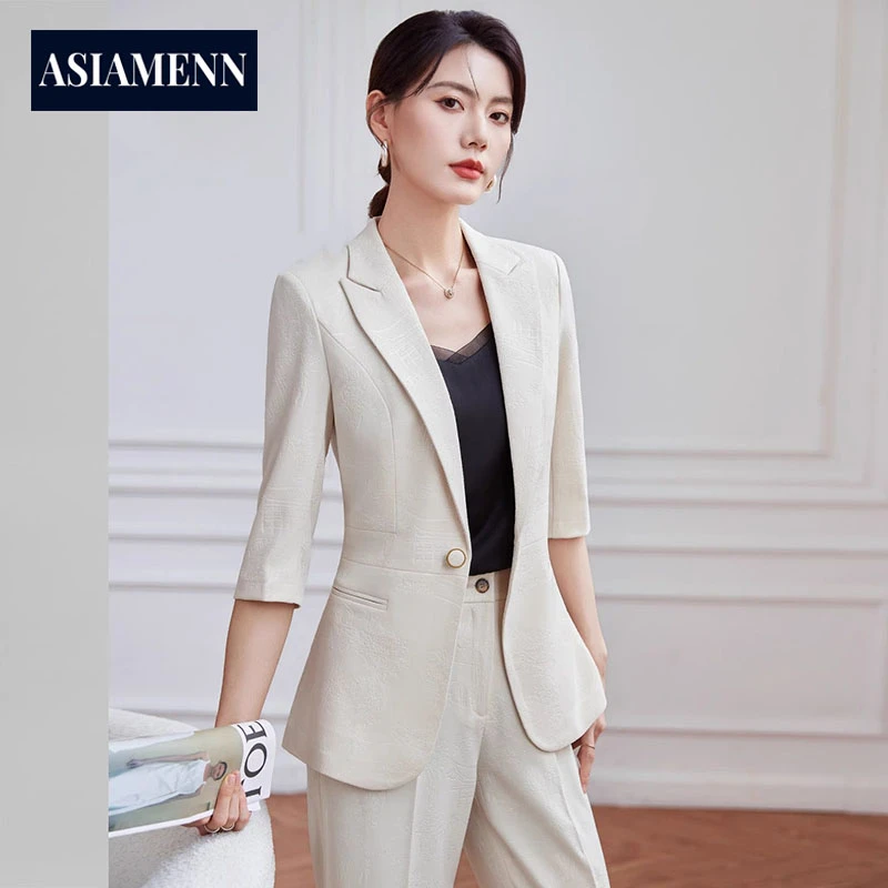 七分袖西装套装女夏2025新款爆款洋气正装阔腿裤职业装西服女神范