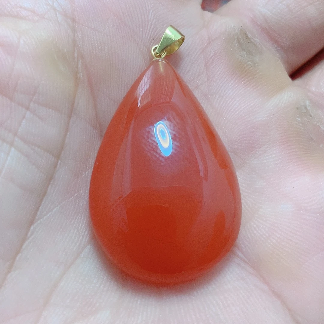 南红玛瑙银S925镶嵌吊坠(不含链)
