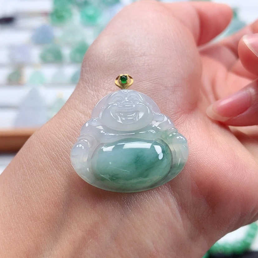 【闪购商品】翡翠吊坠(赠链)18K金镶嵌