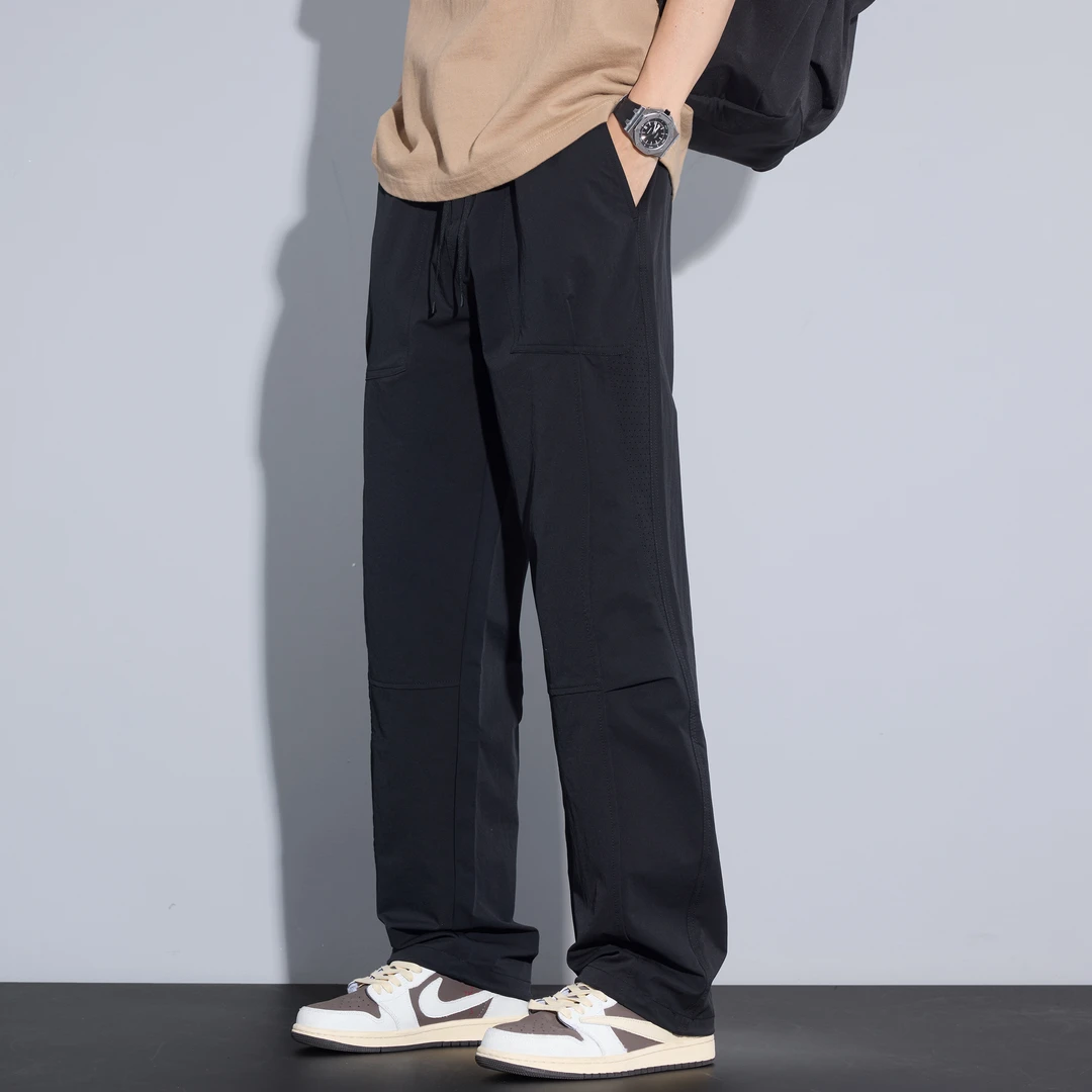 Kuvine2025小众设计感宽松直筒轻薄简约百搭痞帅潮男休闲裤子夏季