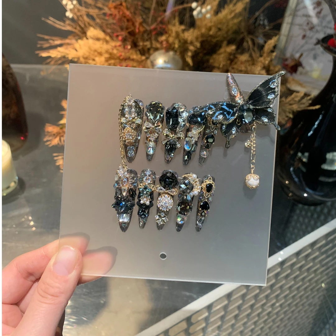 【黑蝴蝶】小七奢华高质感纯手工穿戴甲重工设计闪耀气质