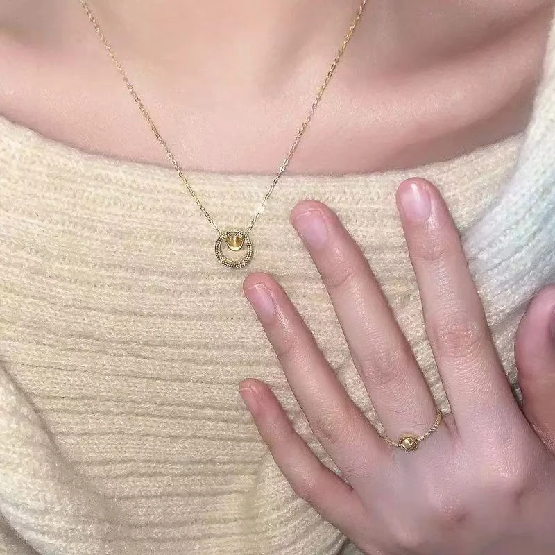 钛钢项链 新款女百搭金色颈链转运珠首饰高级感轻奢小众锁骨链