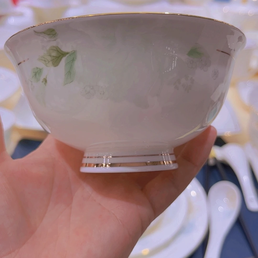 骨瓷描金颜如玉米饭碗单拍