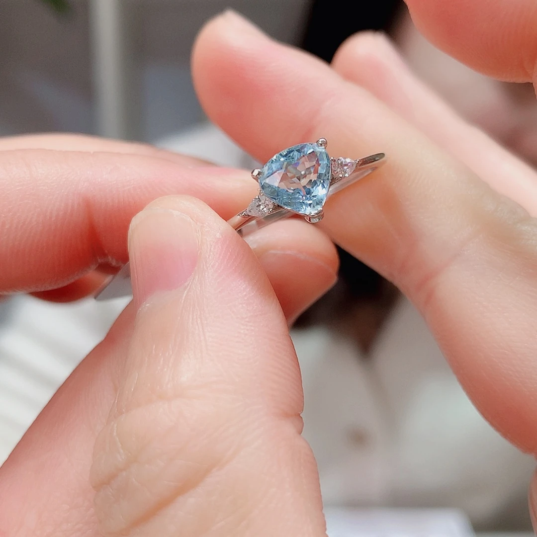 海蓝宝石戒圈银S925镶嵌