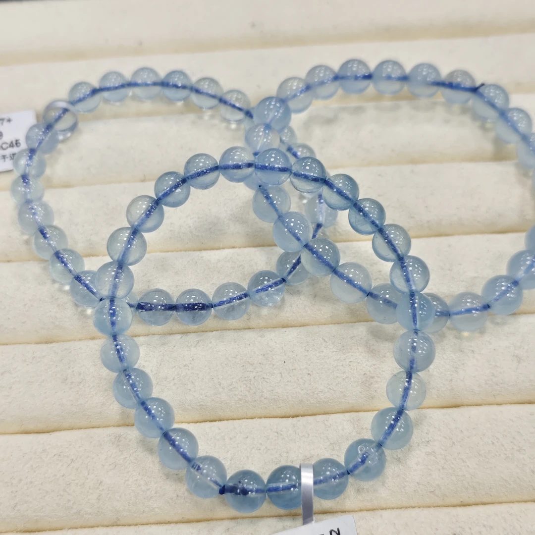 【书记甄选】天然海蓝宝单圈手链 多样性发一件 约7mm CK3680