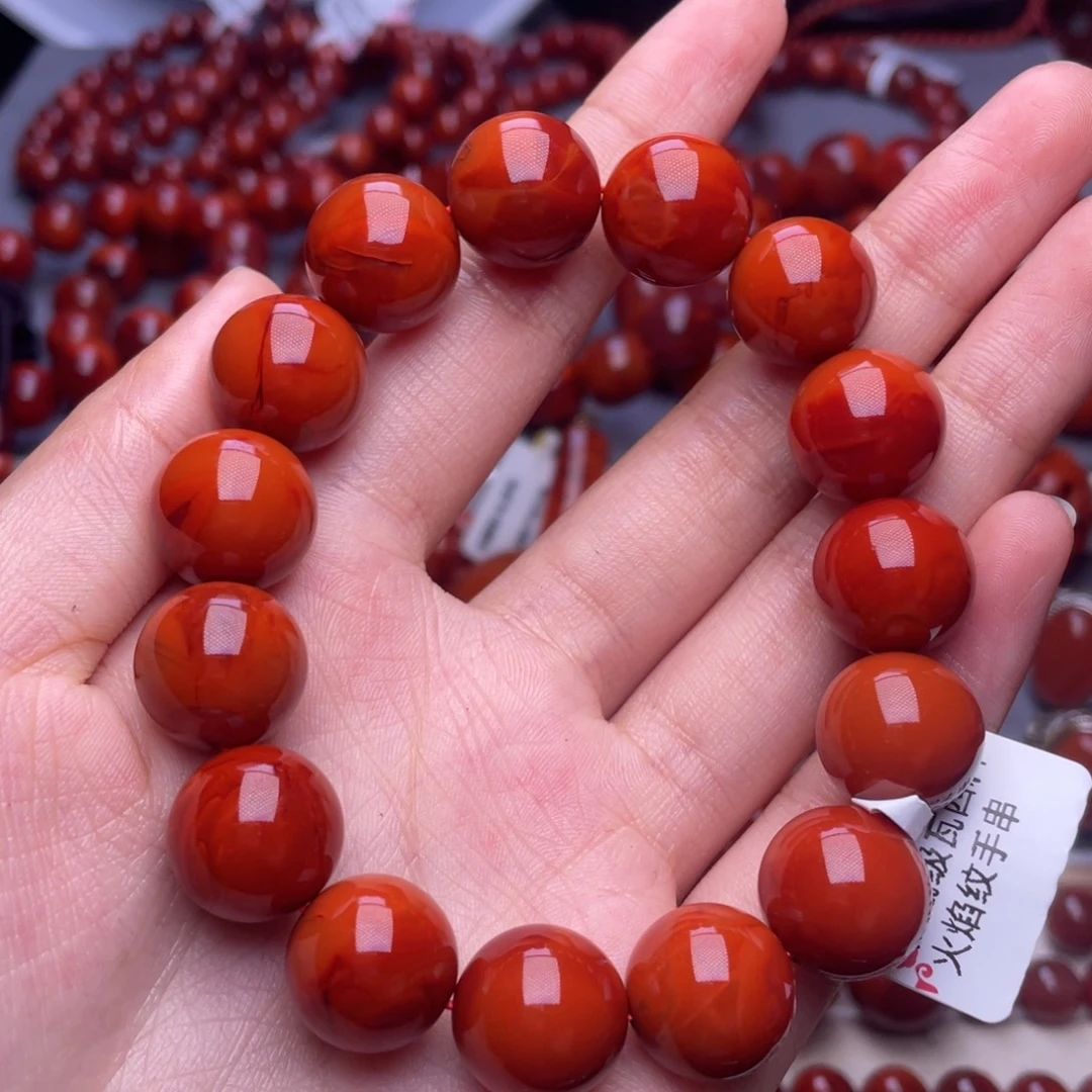 南红玛瑙未镶嵌其他14➕高品瓦西双色火焰满肉手串