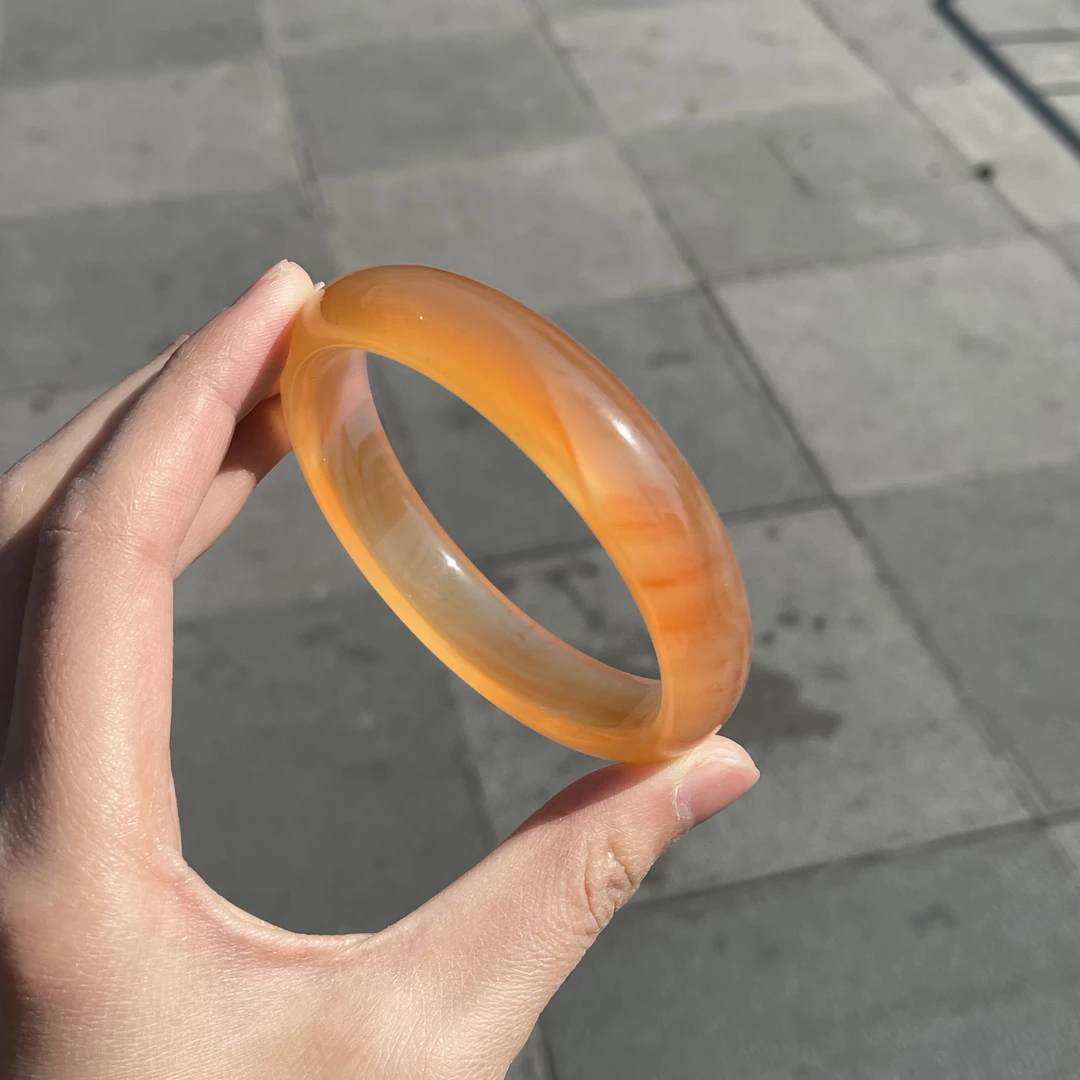 圈口65+宽胎橘色锦鲤飘纹飘缠丝-玛瑙