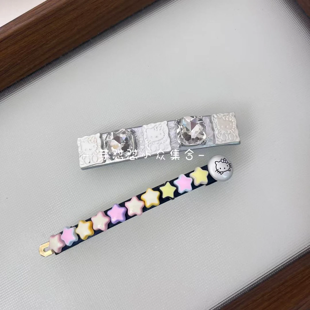 芽怼怼韩国彩色五角星小猫发夹 05956