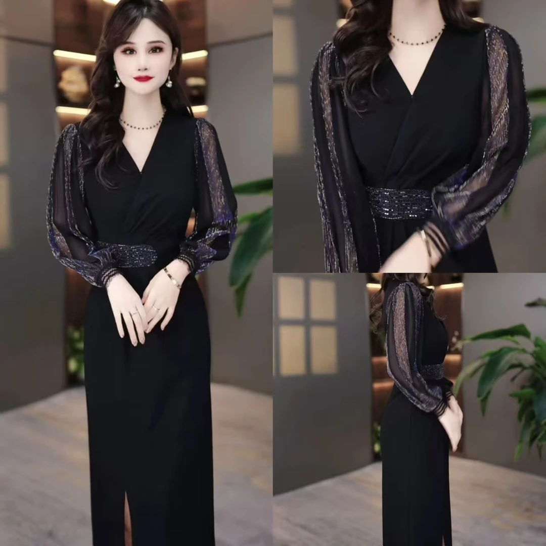 早秋时尚新款连衣裙2025新款显瘦修身气质遮肚裙子MY24Y371-1