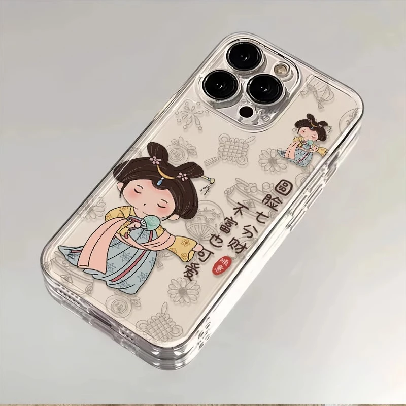 国风唐美人适用iPhone15/16pro太空壳苹果14promax手机壳13涂鸦12