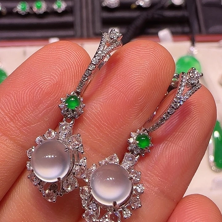 翡翠耳坠18K金镶嵌耳坠