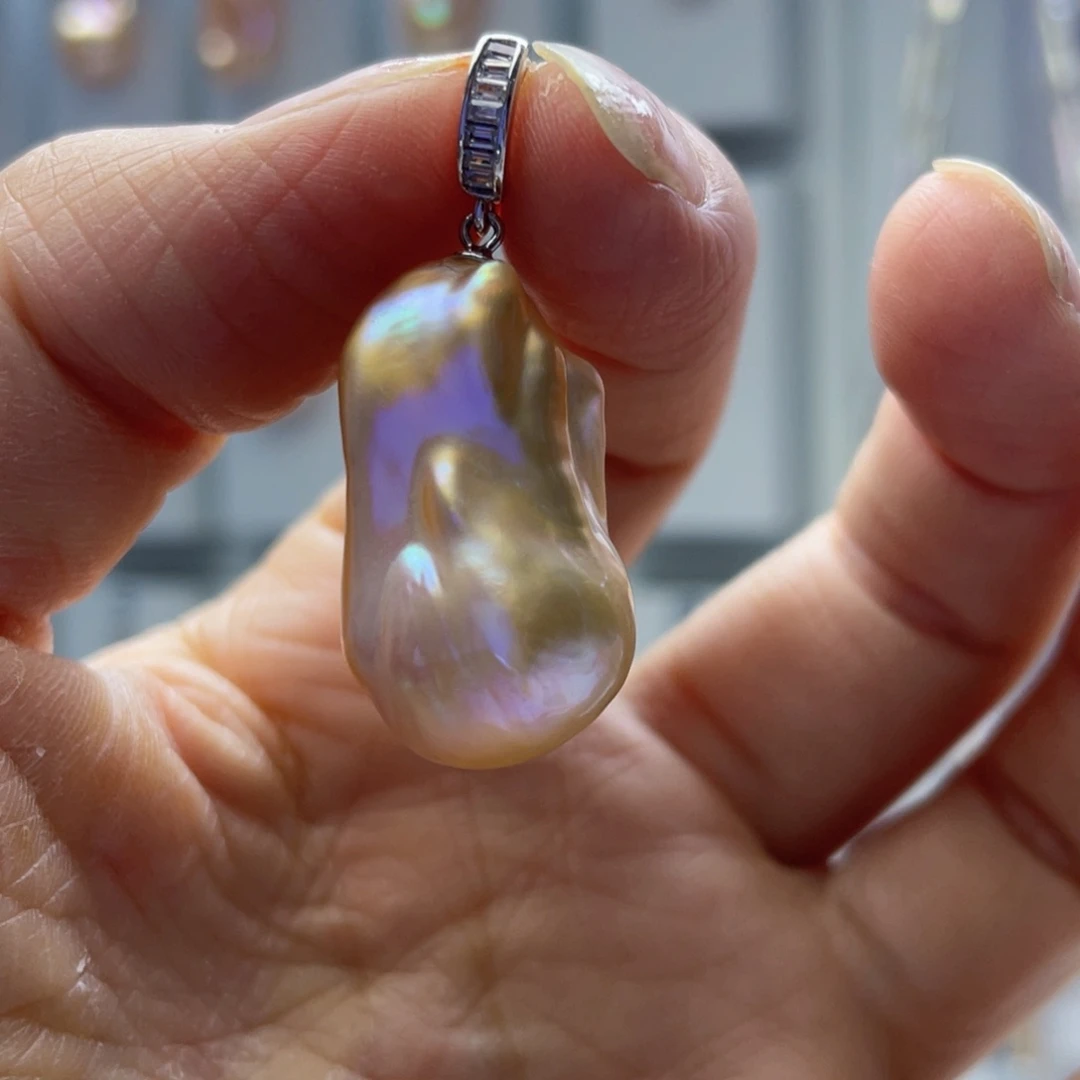 淡水珍珠银S925镶嵌颈饰