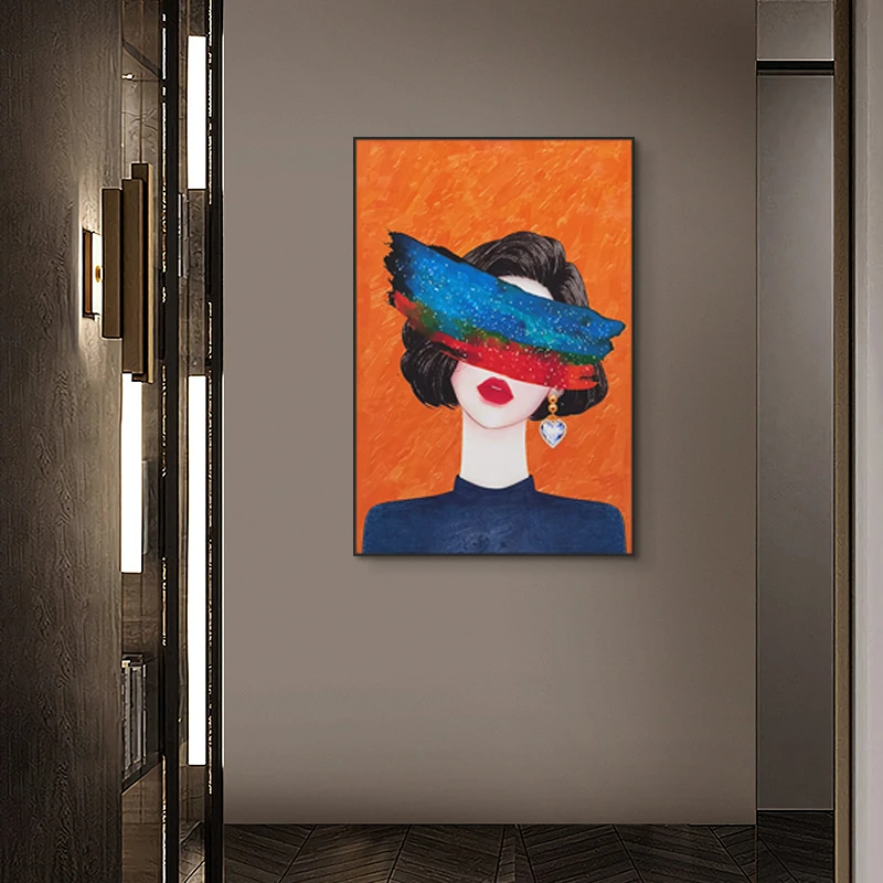 钻客厅现代简约美女装饰画餐厅玄关竖款单幅壁画美女80120