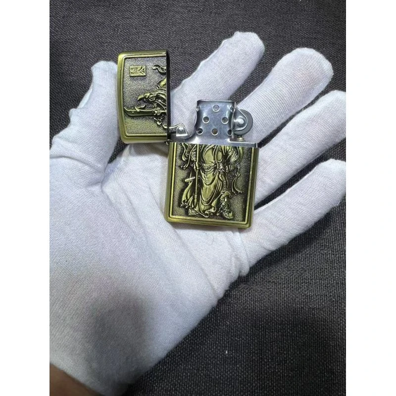 金属复古现货煤油关公浮雕打火机