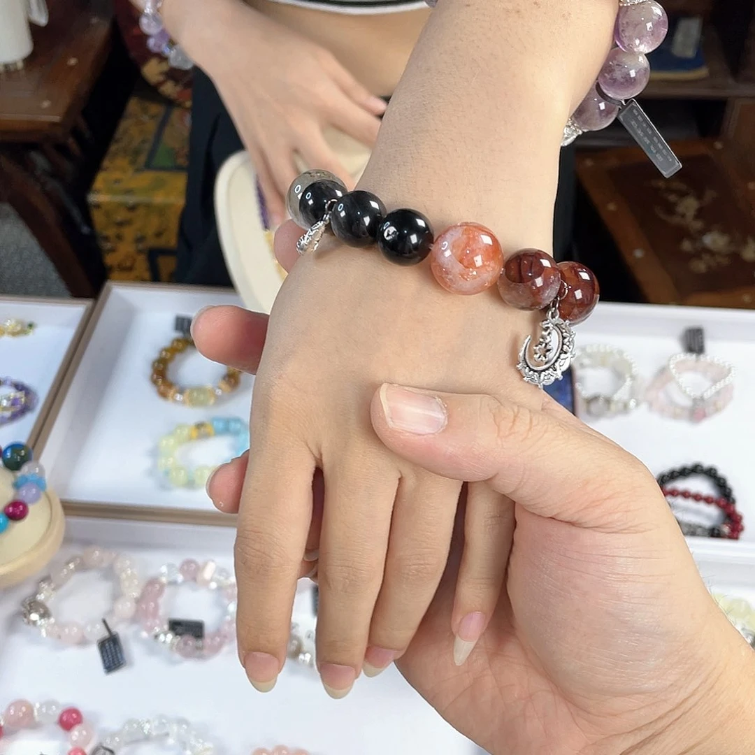 水晶手链银S925镀金镶嵌