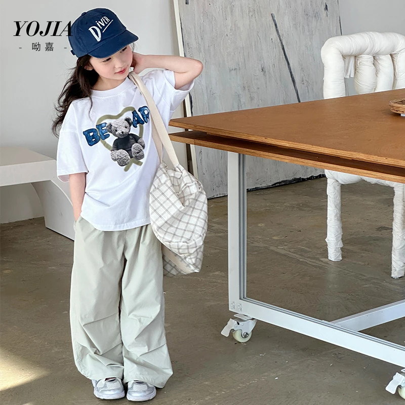 YOJIA女童卡通T恤夏款2025新款宽松百搭中大童半袖儿童装短袖夏装