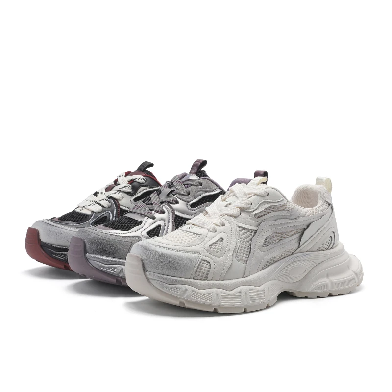 云朵2025春季新款复古擦色做旧老爹鞋运动休闲鞋H11