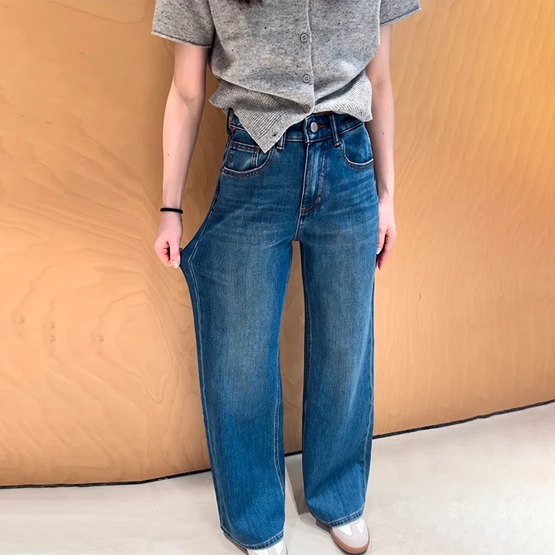 388牛仔裤女新款高腰宽松显瘦筒喇裤时尚休闲夏季外穿设计感韩版