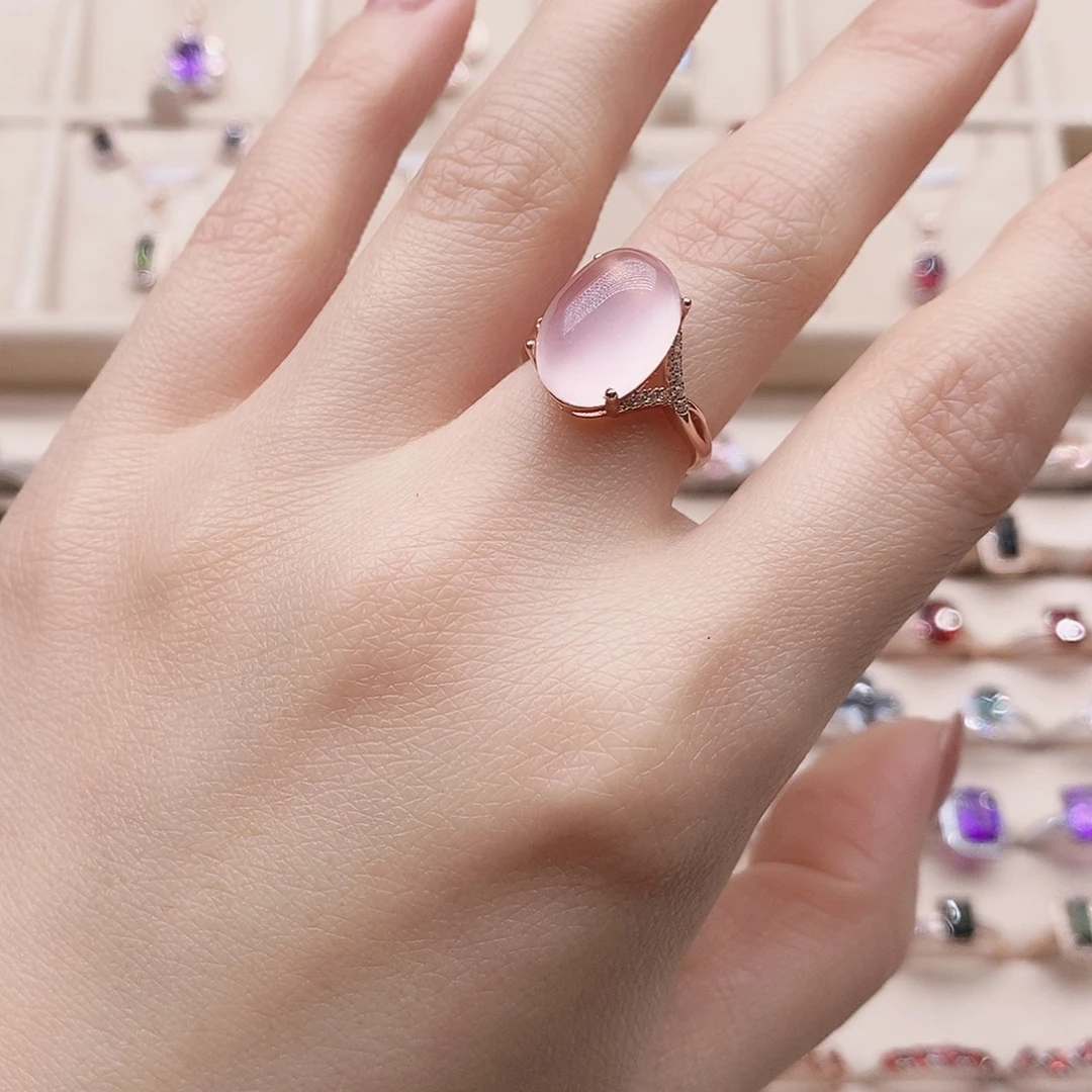 银S925镶嵌戒指芙蓉石戒指