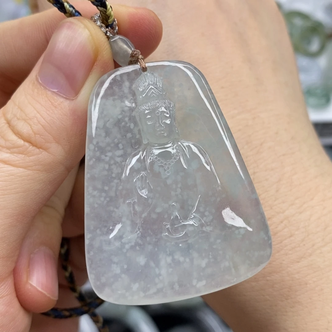 流***火翡翠未镶嵌颈饰观音