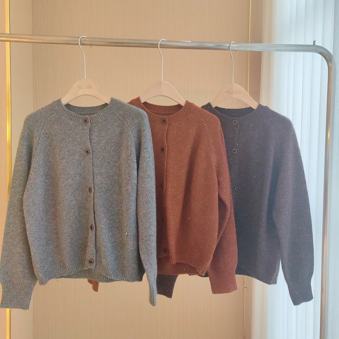 秋冬新款彩纱亮闪亮片开衫羊毛衫 MJTY-1937