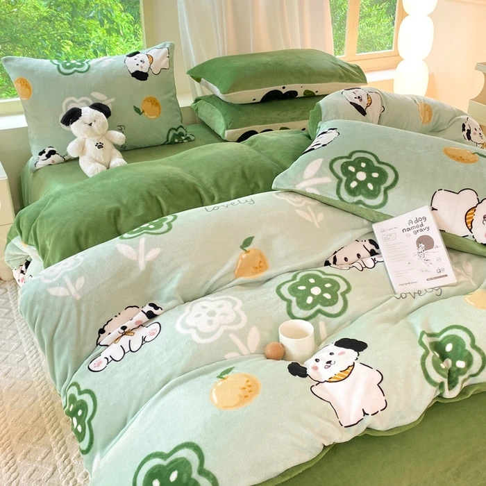 【反季亏本清货-牛奶绒四件套】A+全消光无静电/以全程直播为准