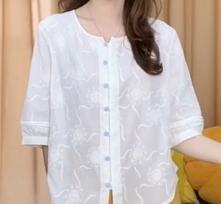 2025百搭质感洋气衬衫时尚气质设计新款休闲显瘦宽松印花文艺103