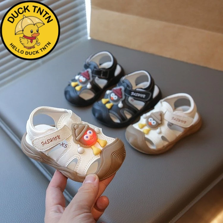 品牌小黄鸭小童男女婴幼儿凉鞋0-1-3岁宝宝学步鞋软底男宝宝包头