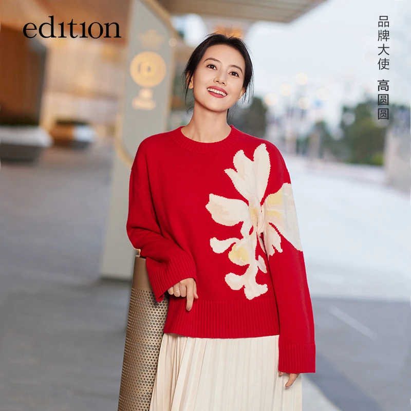 【高圆圆同款】edition新款金鳞迎春系列套头毛衣#EBD1SWT011