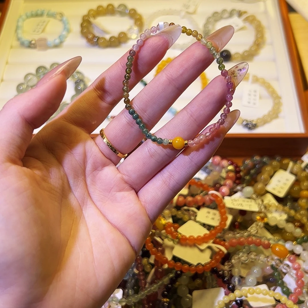 水晶手链银S925镶嵌T碧玺1341