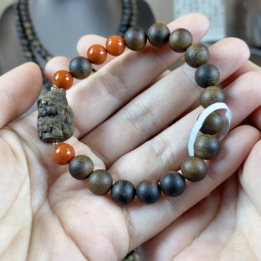 沉香手串莺**袅达拉干卡8mm单圈