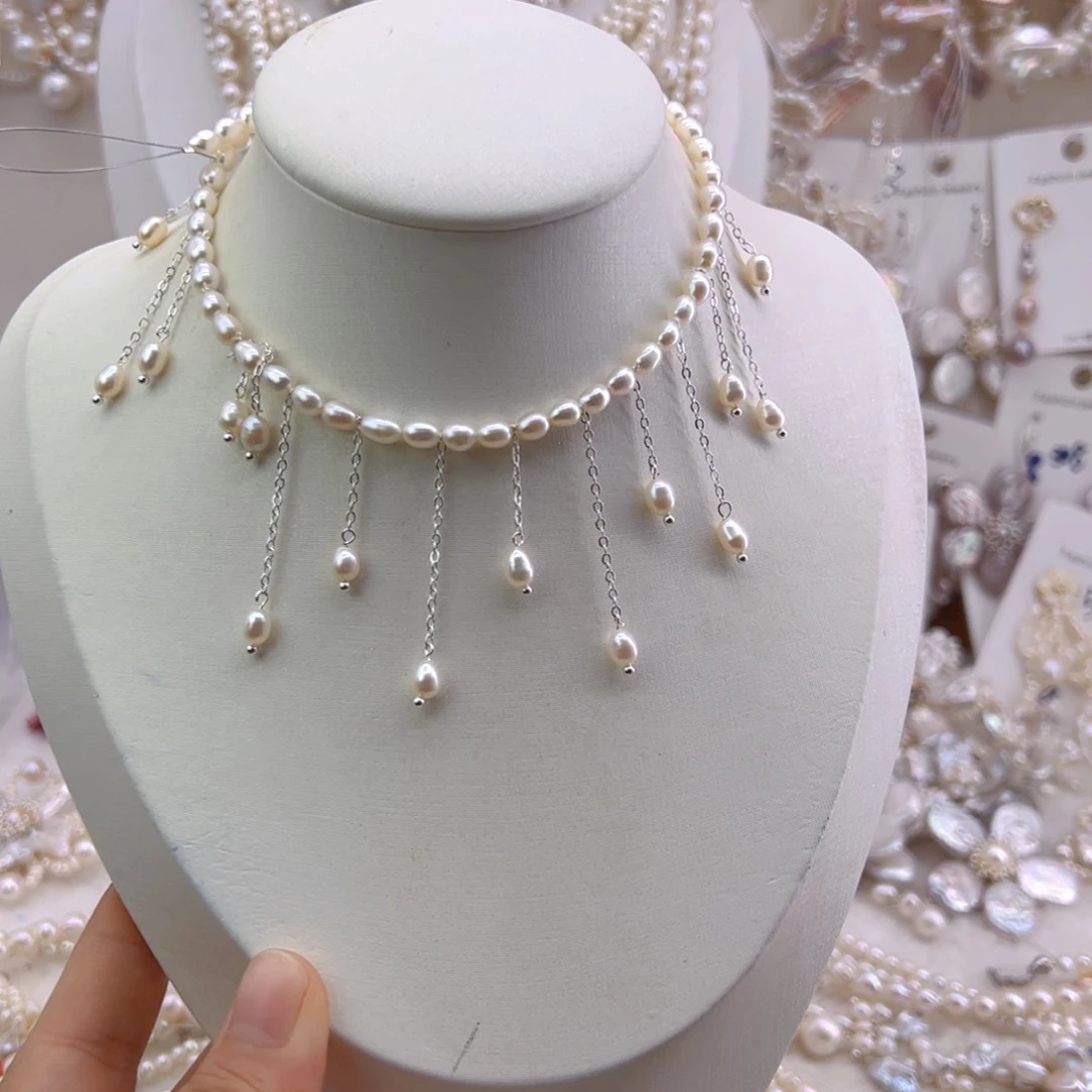 未镶嵌耳饰淡水珍珠项链