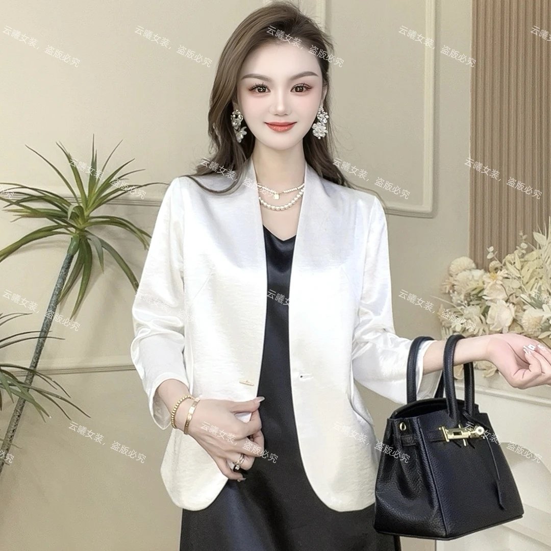 【醋酸西服】春秋款百搭简约高级气质西装显瘦收腰一粒扣外套女