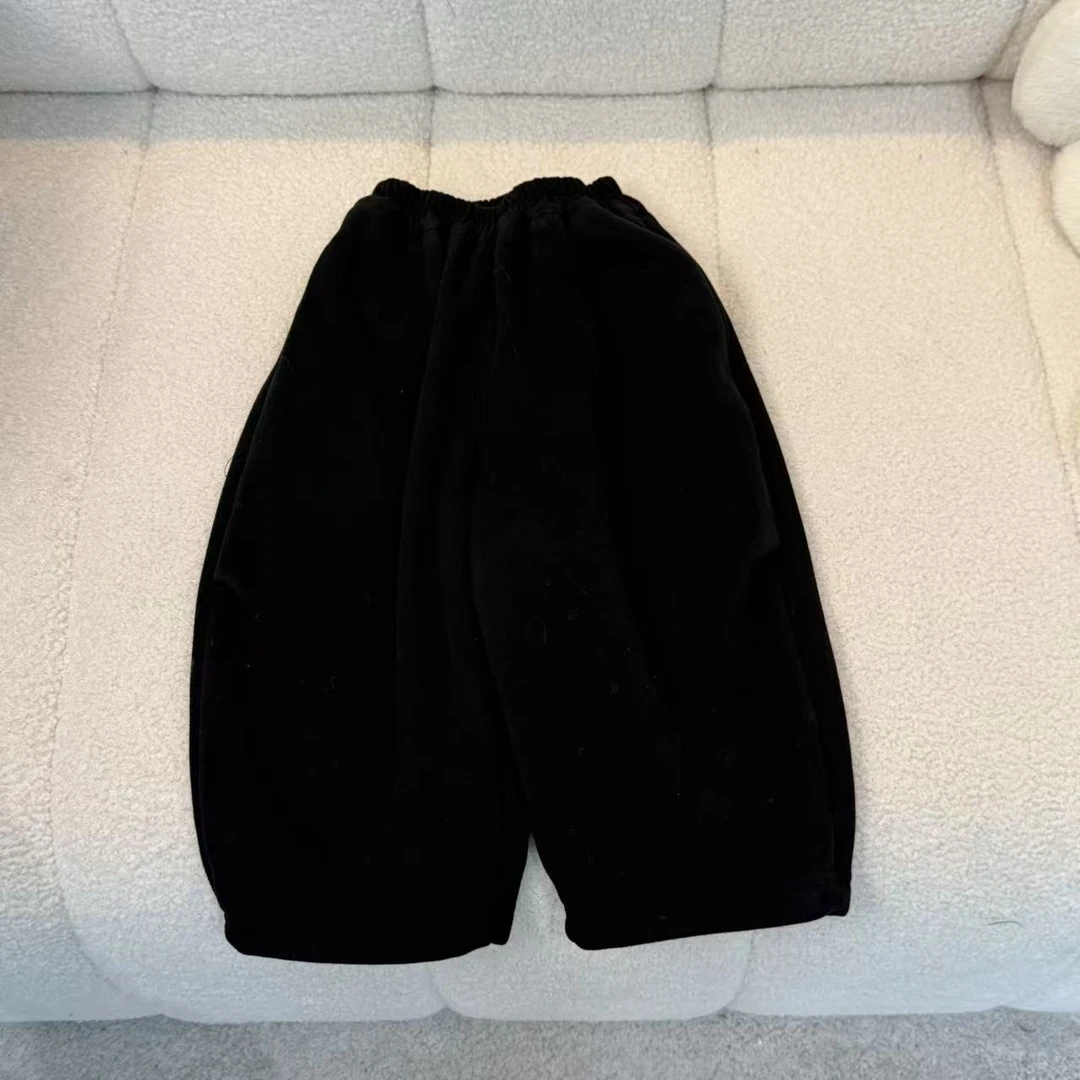 幂姐童装 儿童裤子冬季新款休闲加绒韩系宽松简约裤子加厚长裤